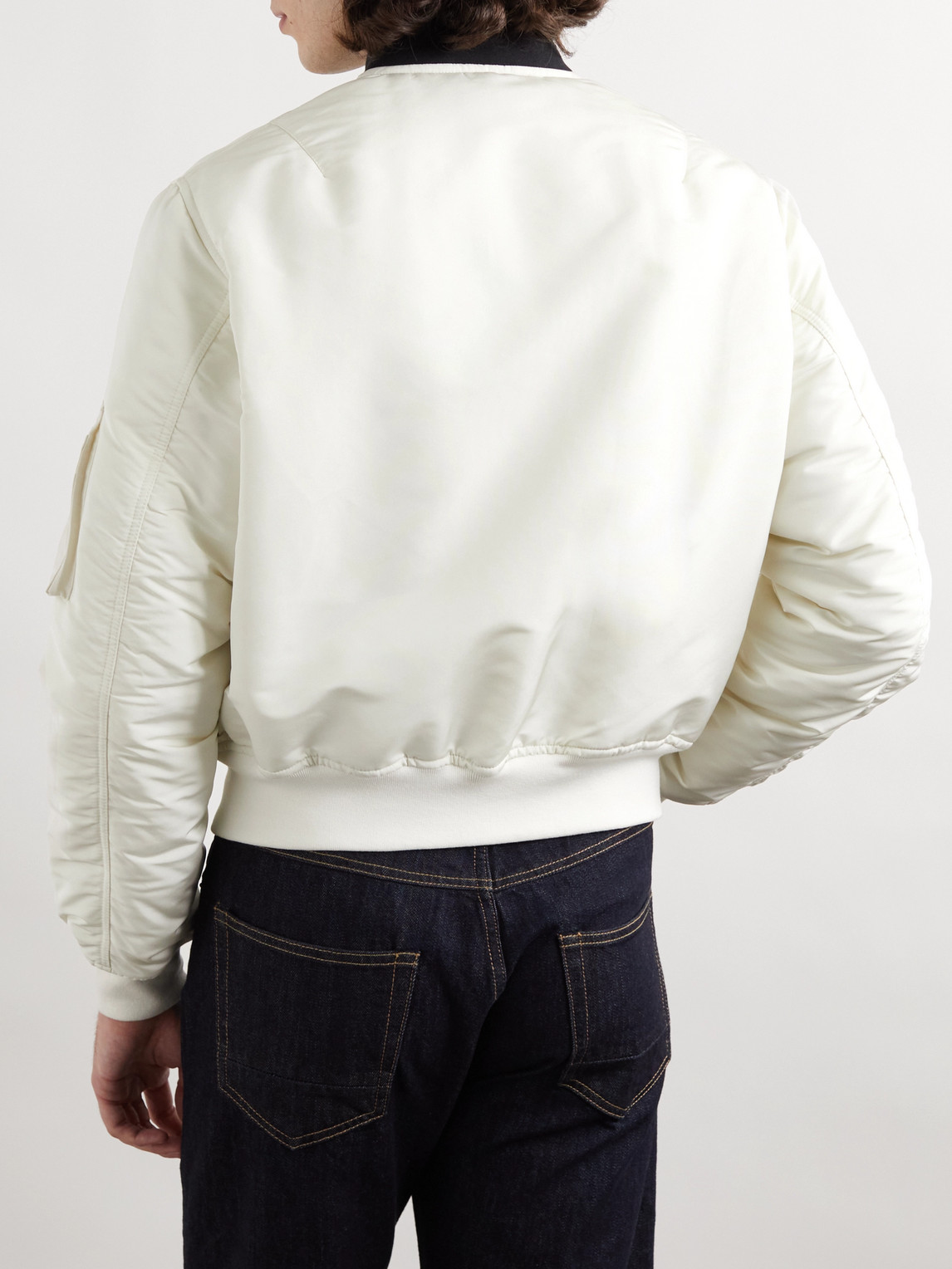 Shop Alexander Mcqueen Embroidered Shell Bomber Jacket In White