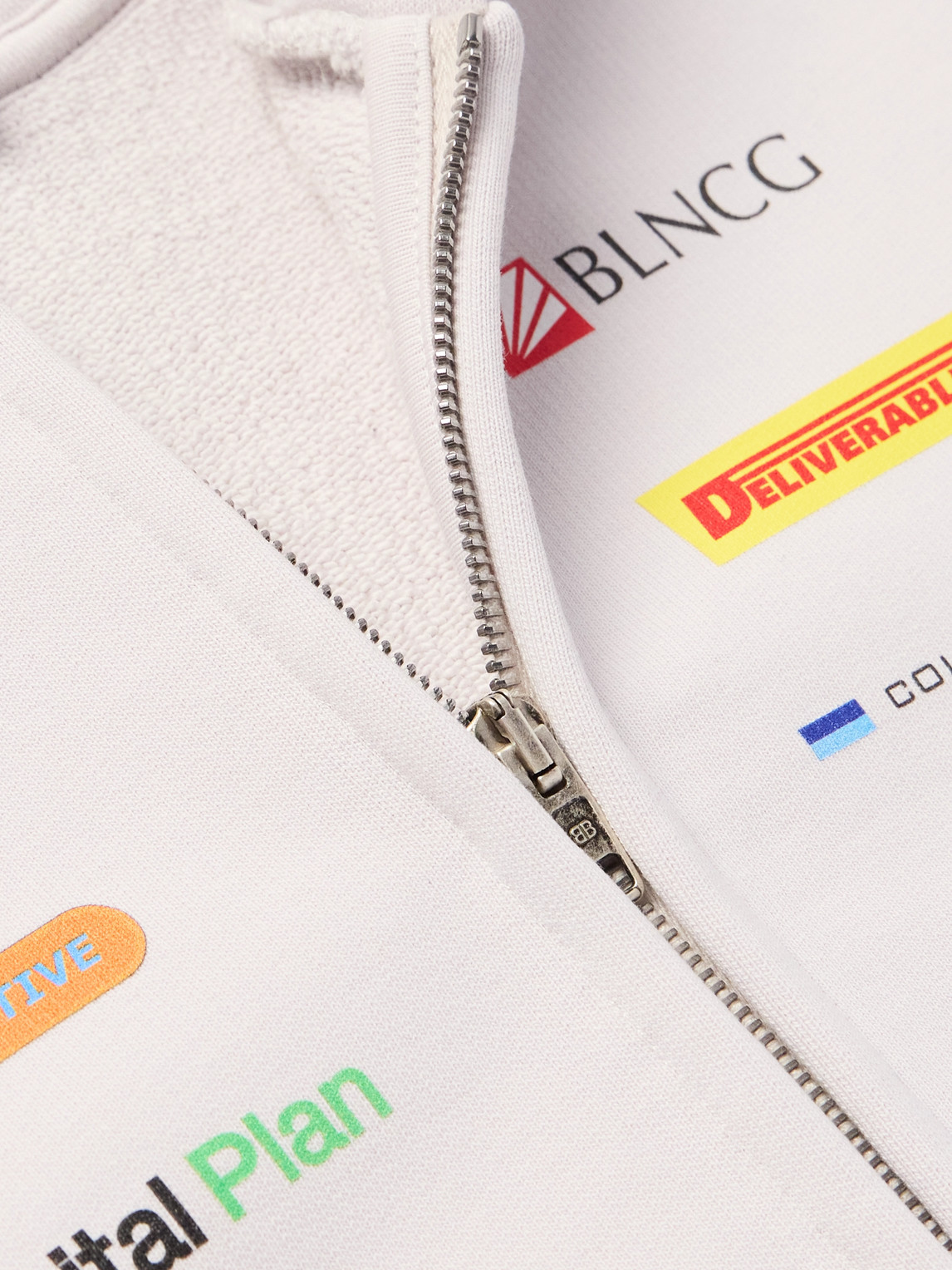Shop Balenciaga Logo-print Cotton-blend Jersey Zip-up Hoodie In White