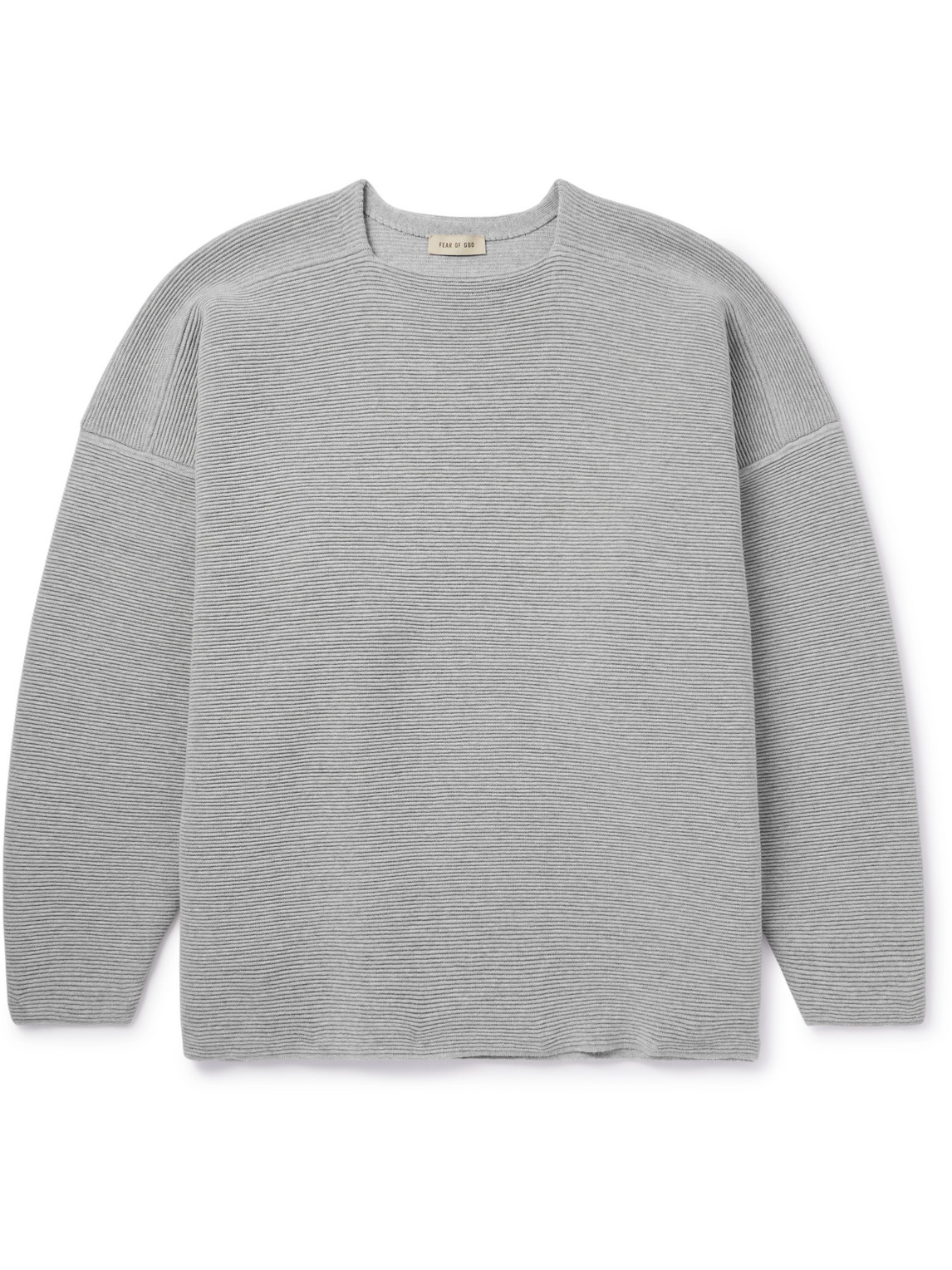 Shop Fear Of God Ottoman Ribbed Wool Sweater In Gray