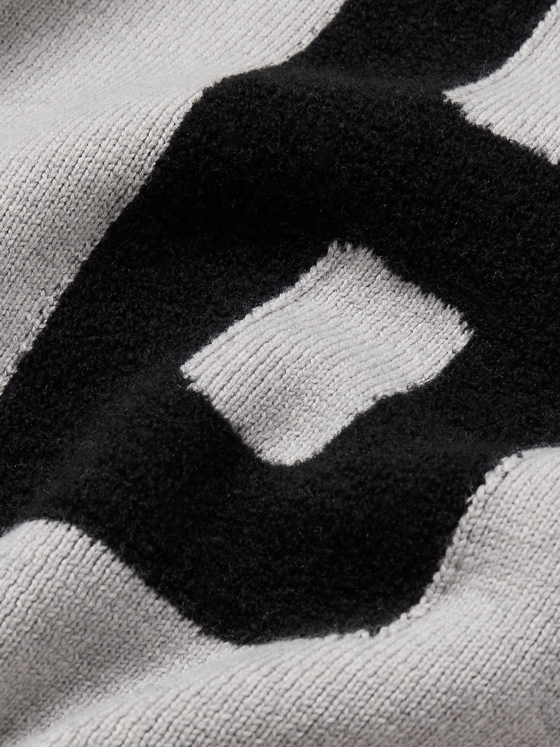 Shop Fear Of God Logo-appliquéd Intarsia-knit Virgin Wool-blend Hoodie In Gray
