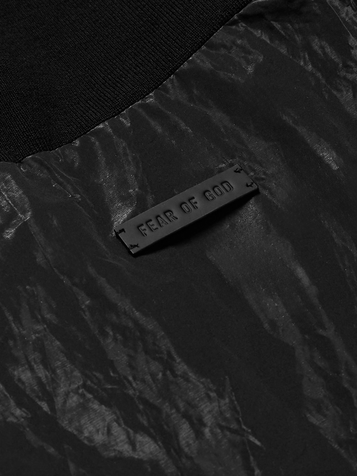 Shop Fear Of God Logo-appliquéd Crinkled-shell Half-zip Track Jacket In Black