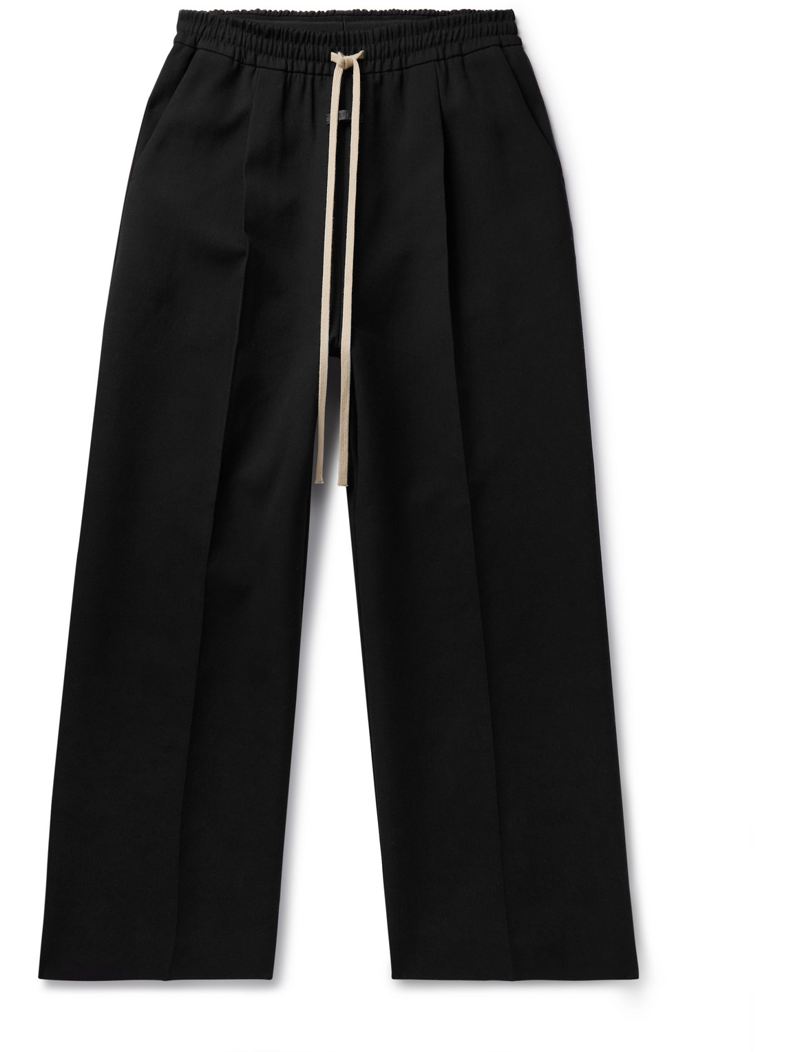 Fear Of God Wide-leg Logo-appliquéd Pleated Cotton-blend Twill Drawstring Trousers In Black