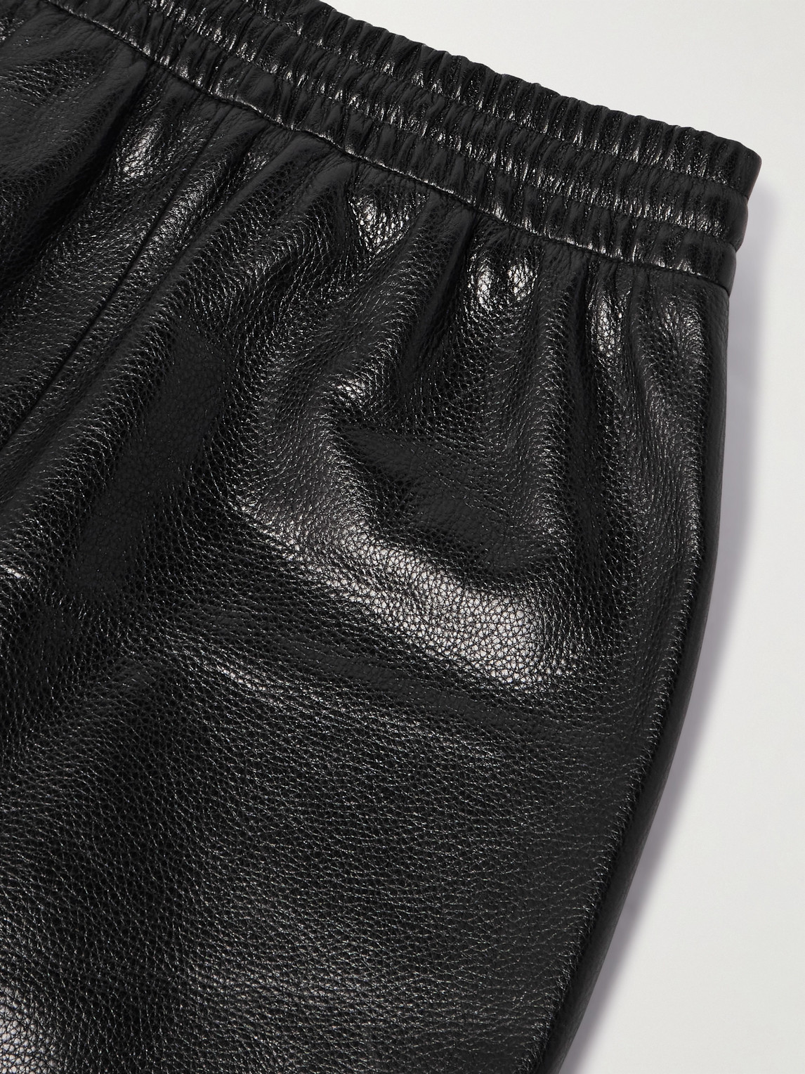 Shop Fear Of God Straight-leg Full-grain Leather Trousers In Black