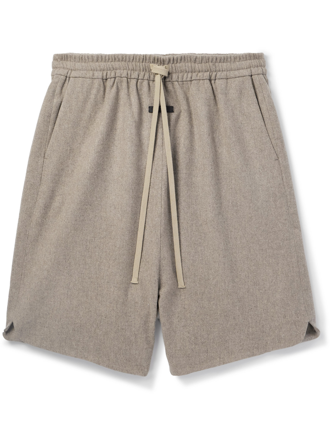 Fear Of God Straight-leg Logo-appliquéd Wool-blend Drawstring Shorts In Brown