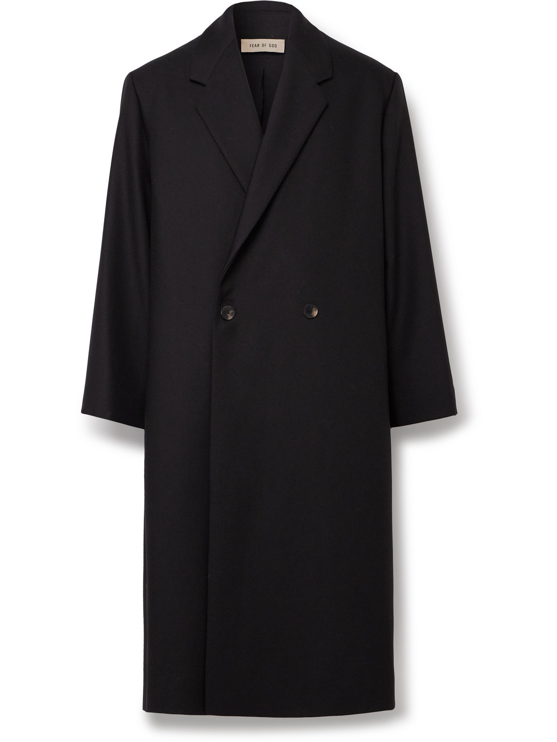 Fear Of God Double-breasted Wool Overcoat In Black