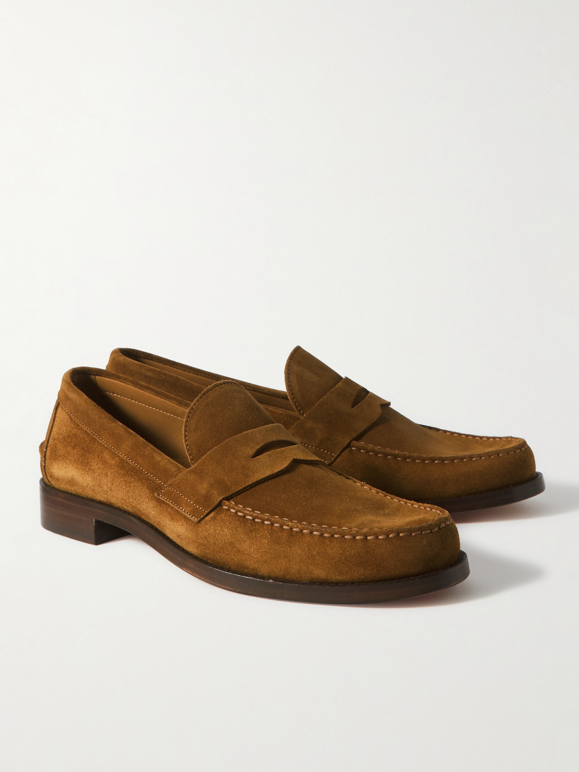 Shop Sid Mashburn Suede Penny Loafers In Brown