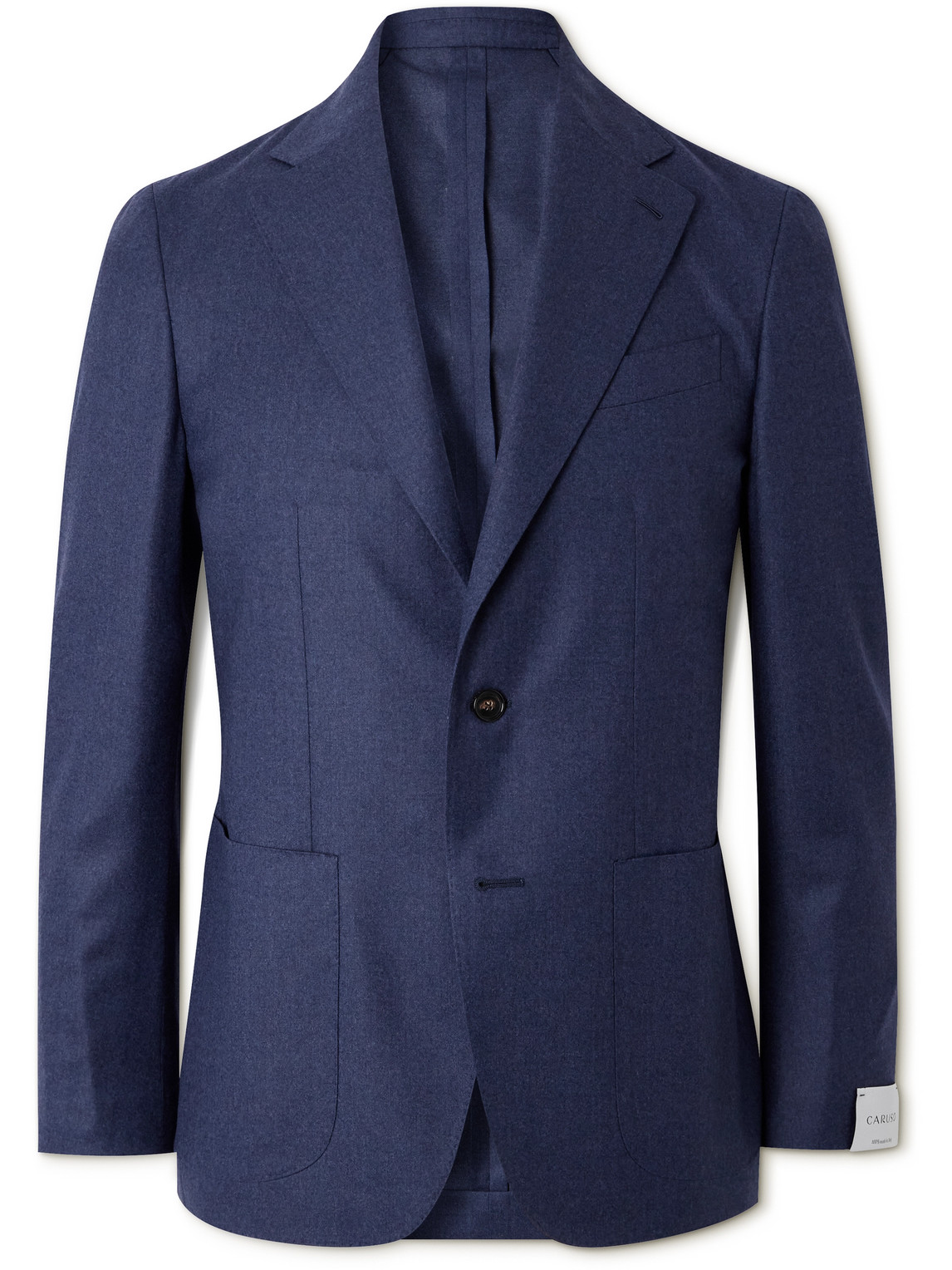 Caruso Slim-fit Wool-flannel Suit Jacket In Blue