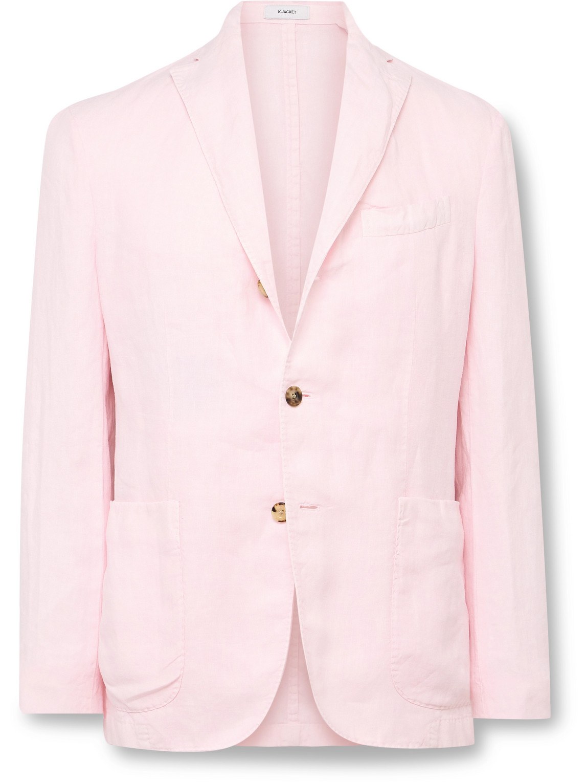 Boglioli Unstructured Garment-dyed Linen Suit Jacket In Pink