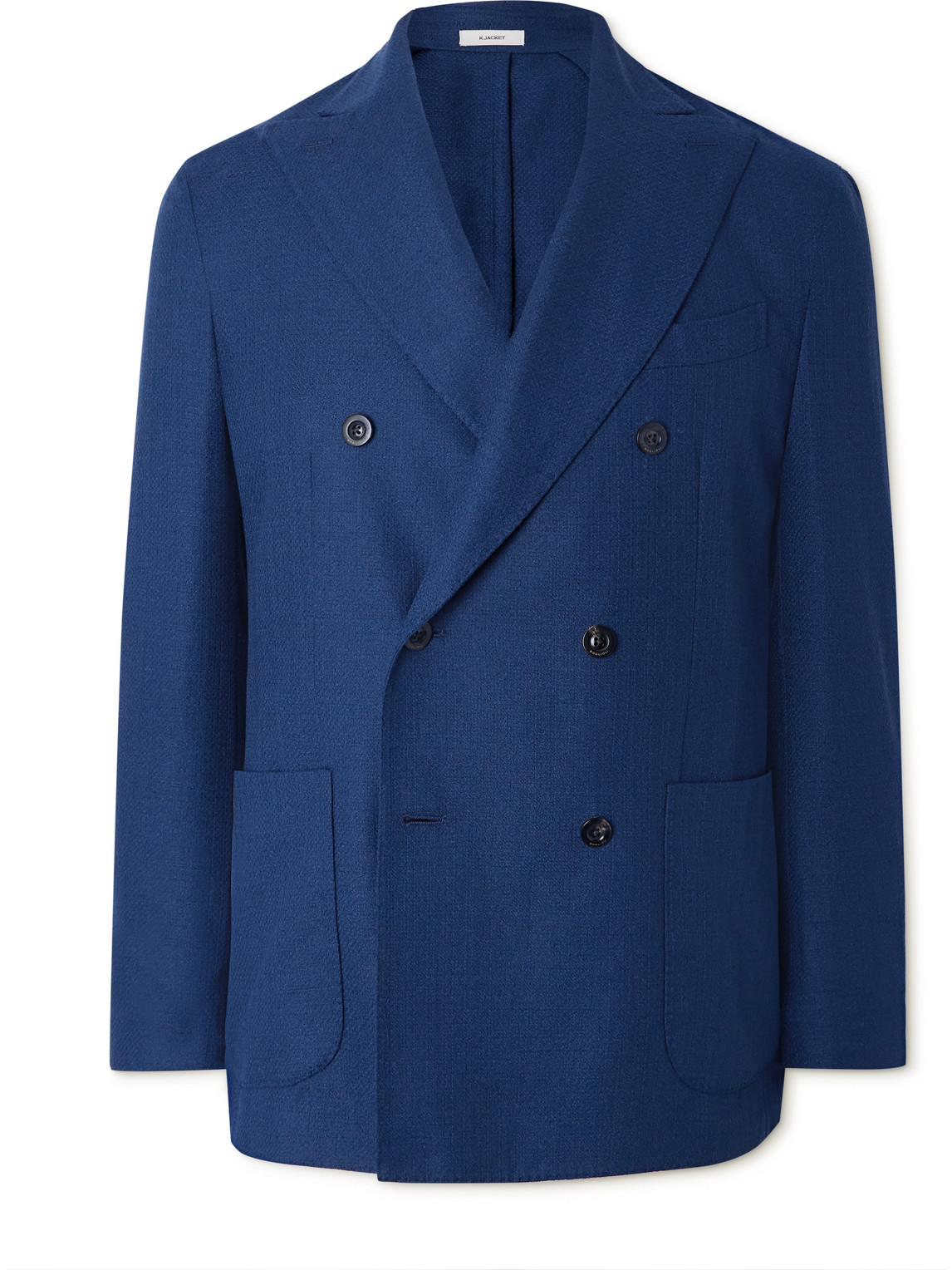 Boglioli Slim-fit Double-breasted Wool-blend Tweed Blazer In Blue