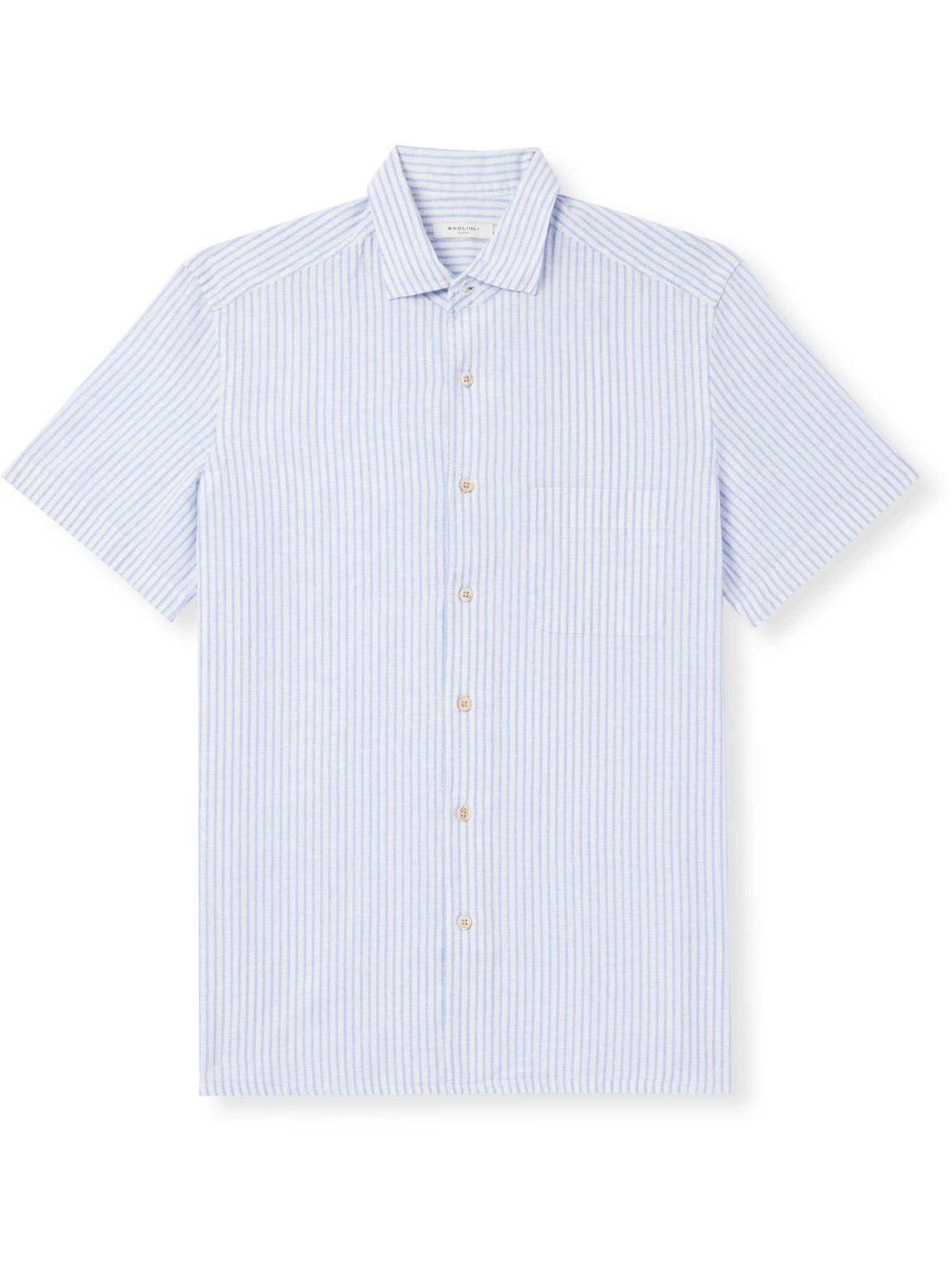 Boglioli Striped Linen And Cotton-blend Shirt In Blue