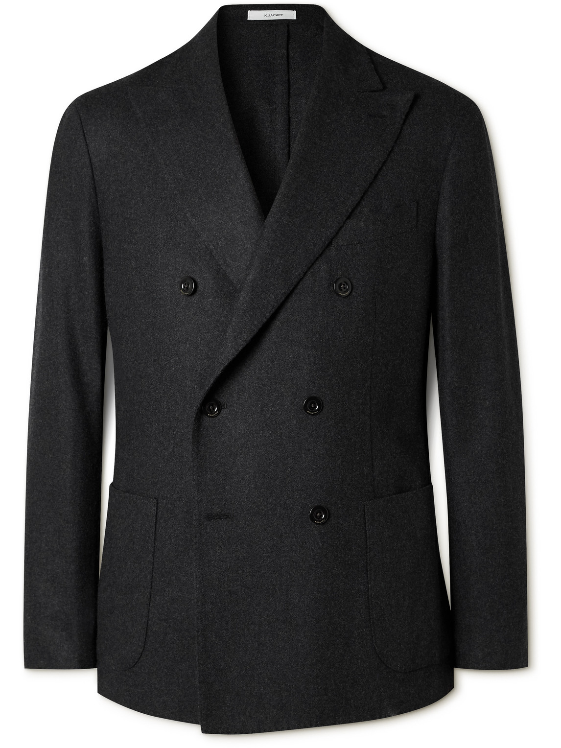 Boglioli Double-breasted Wool-flannel Suit Jacket In Gray