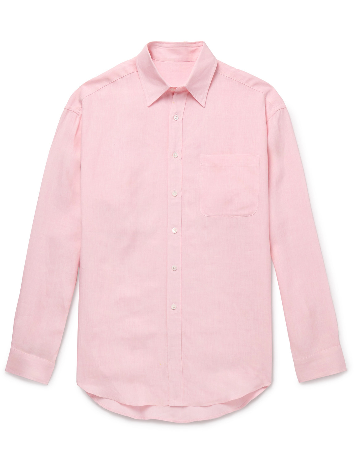 Anderson & Sheppard Linen Shirt In Pink