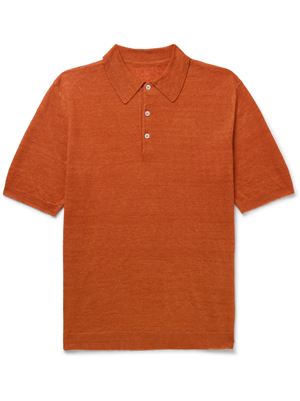 Shop Anderson & Sheppard Linen Polo Shirt In Orange