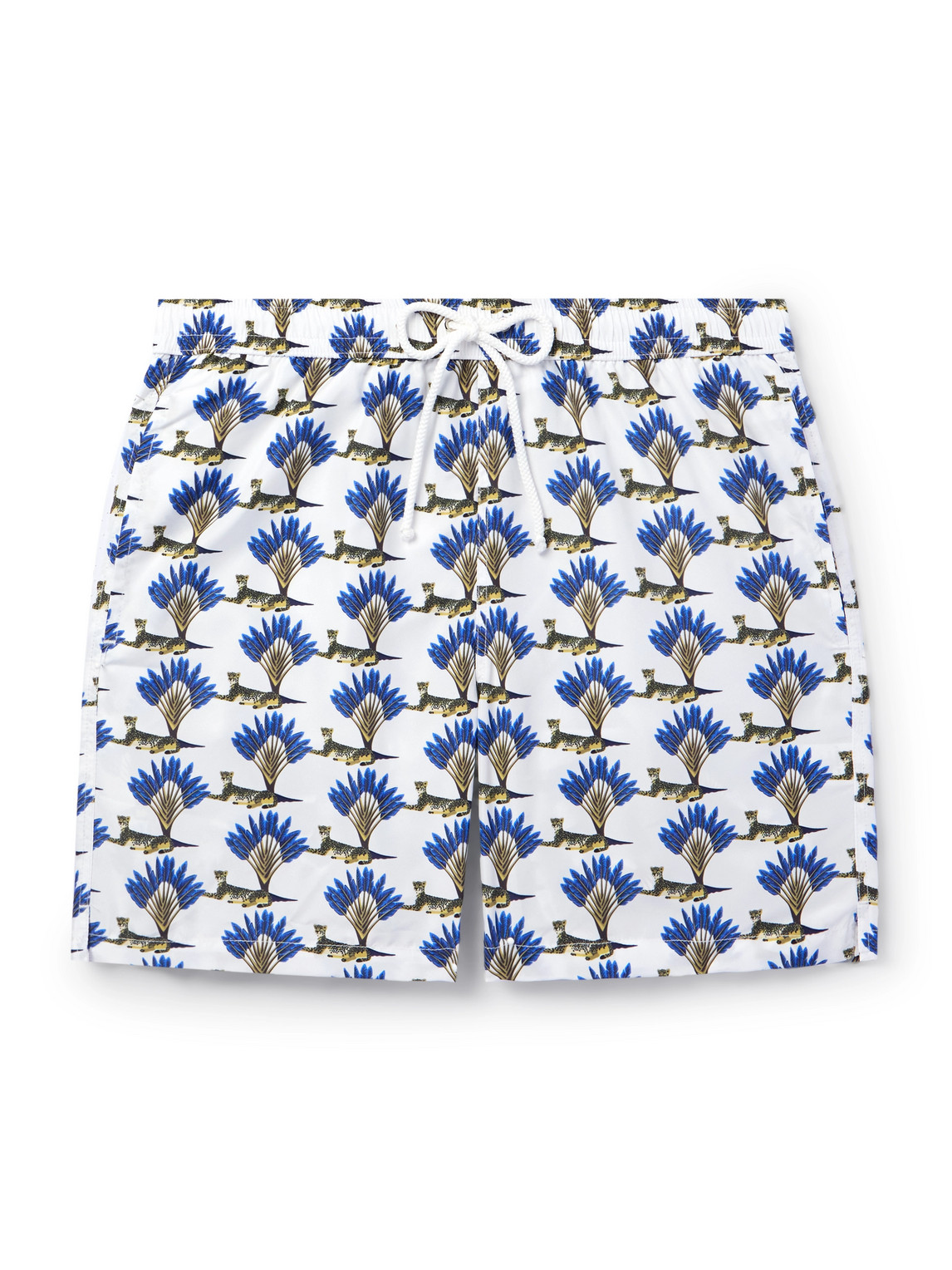 Anderson & Sheppard Straight-leg Mid-length Printed Swim Shorts In White