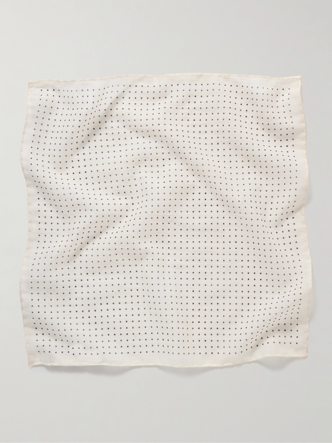 Shop Anderson & Sheppard Polka-dot Cotton-voile Pocket Square In Neutrals