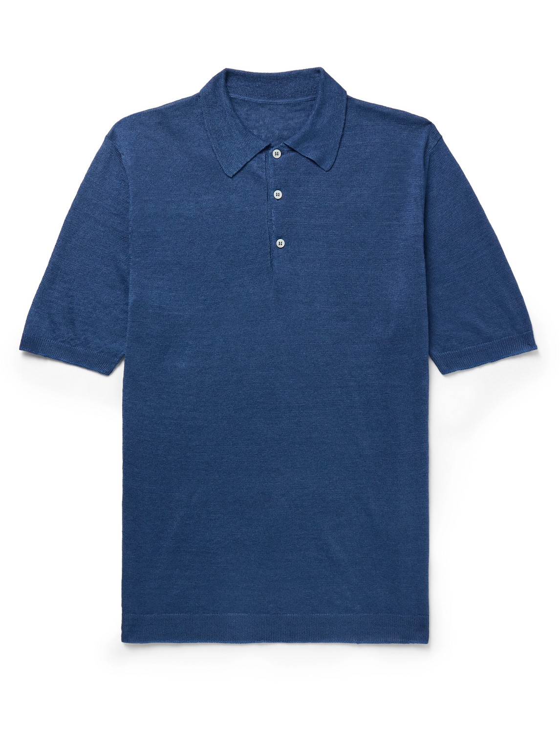 Shop Anderson & Sheppard Linen Polo Shirt In Blue