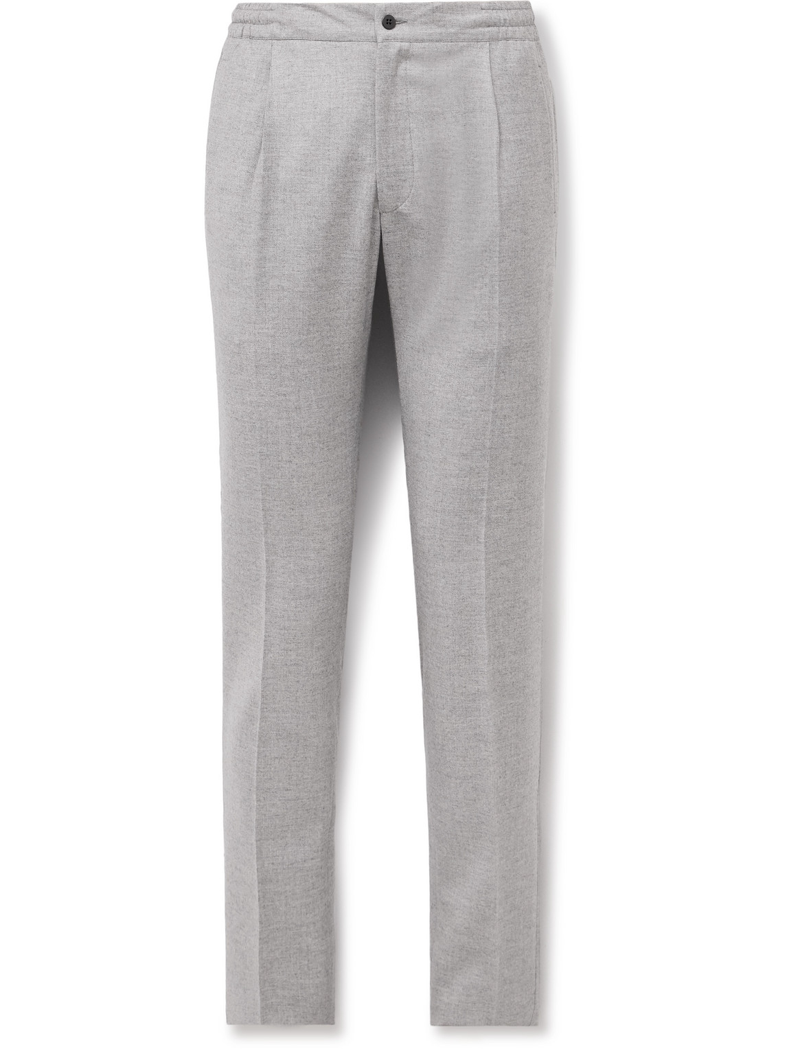 Kiton Slim-fit Virgin Wool-blend Trousers In Gray