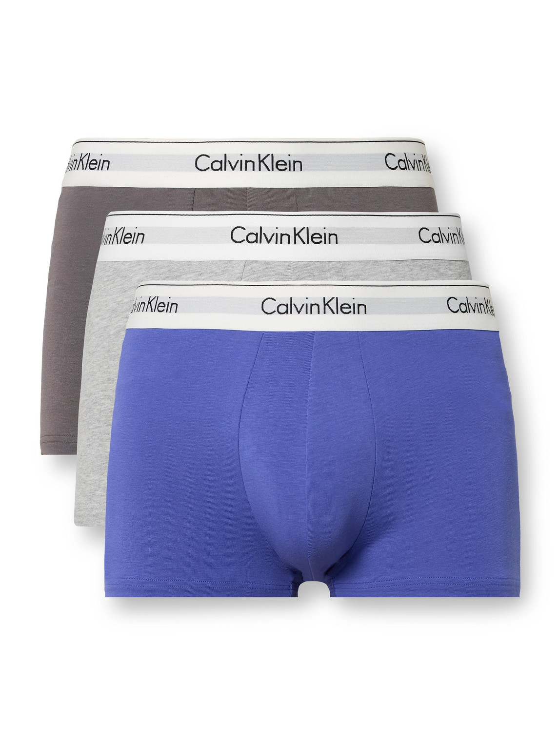 Calvin Klein Underwear Modern Three-pack Stretch-cotton Trunks In Gray