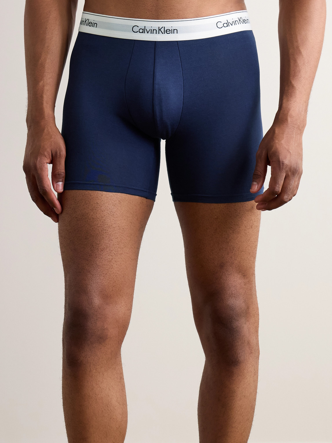 Shop Calvin Klein Underwear Modern Five-pack Stretch-cotton Boxer Briefs In Blue