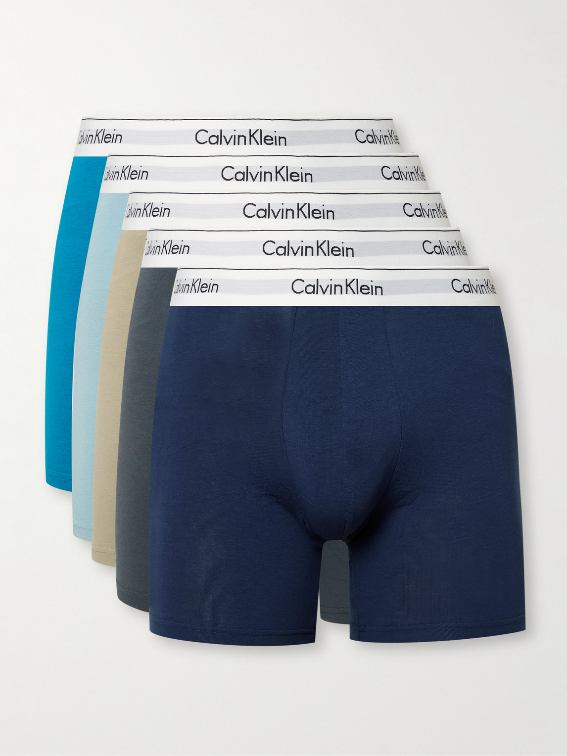 Calvin Klein Underwear Modern Five-pack Stretch-cotton Boxer Briefs In Blue