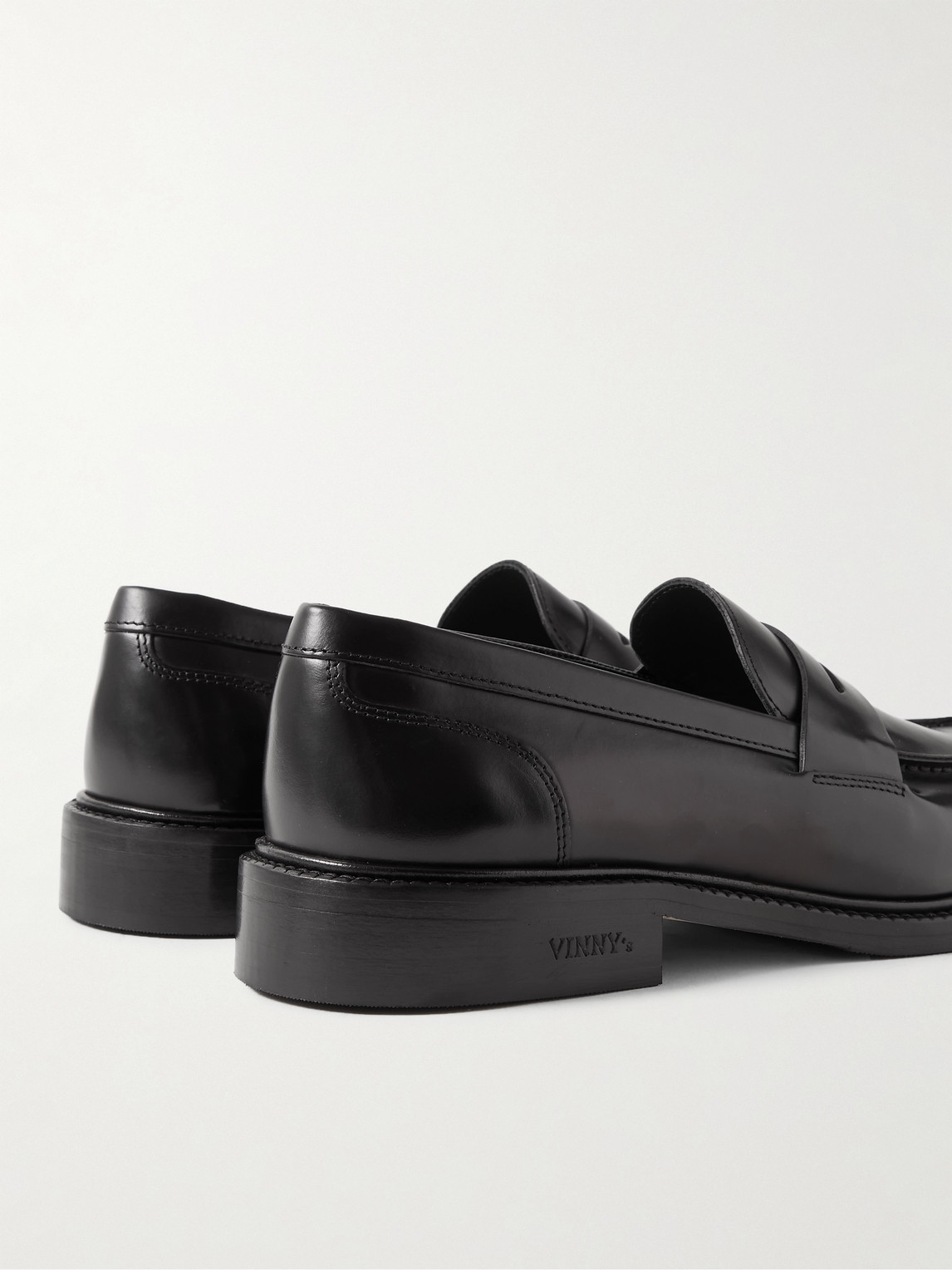 Shop Vinny's Townee Leather Penny Loafers In Black