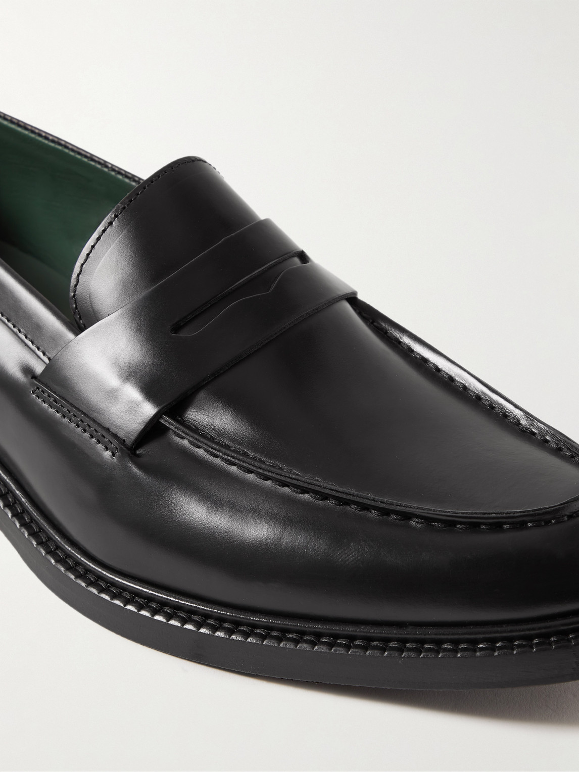 Shop Vinny's Townee Leather Penny Loafers In Black