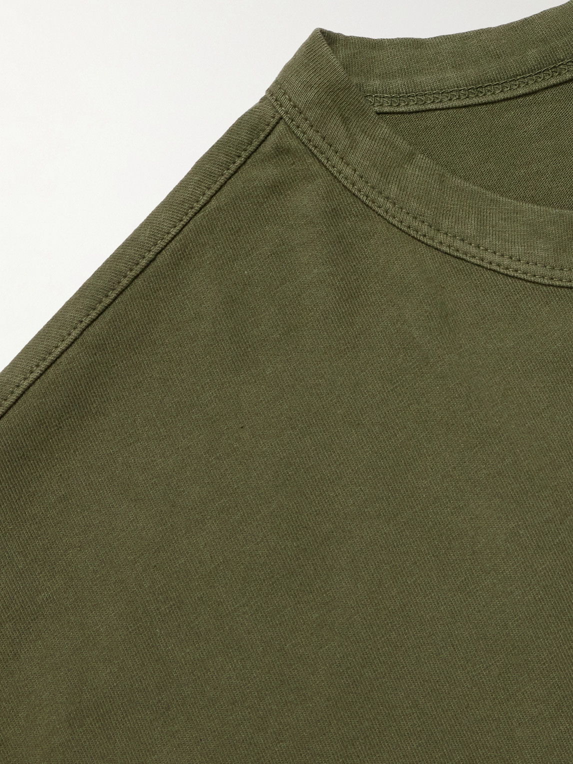 Shop Officine Generale Benny Garment-dyed Cotton-jersey T-shirt In Green