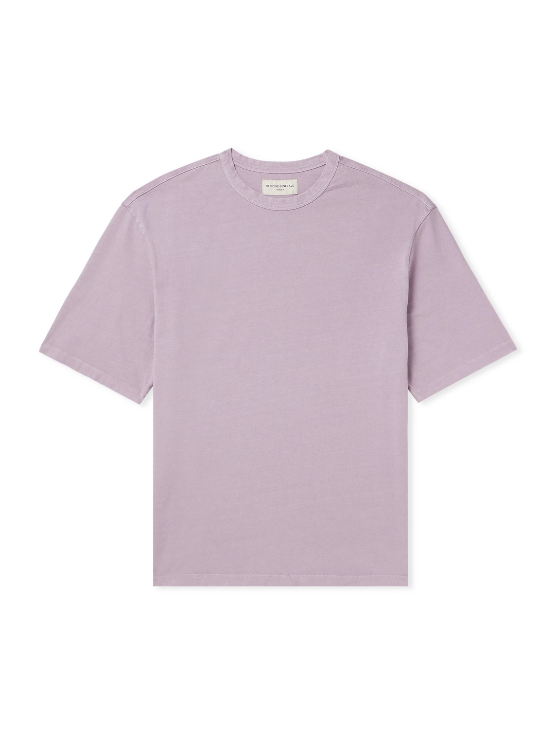 Officine Generale Benny Garment-dyed Cotton-jersey T-shirt In Purple