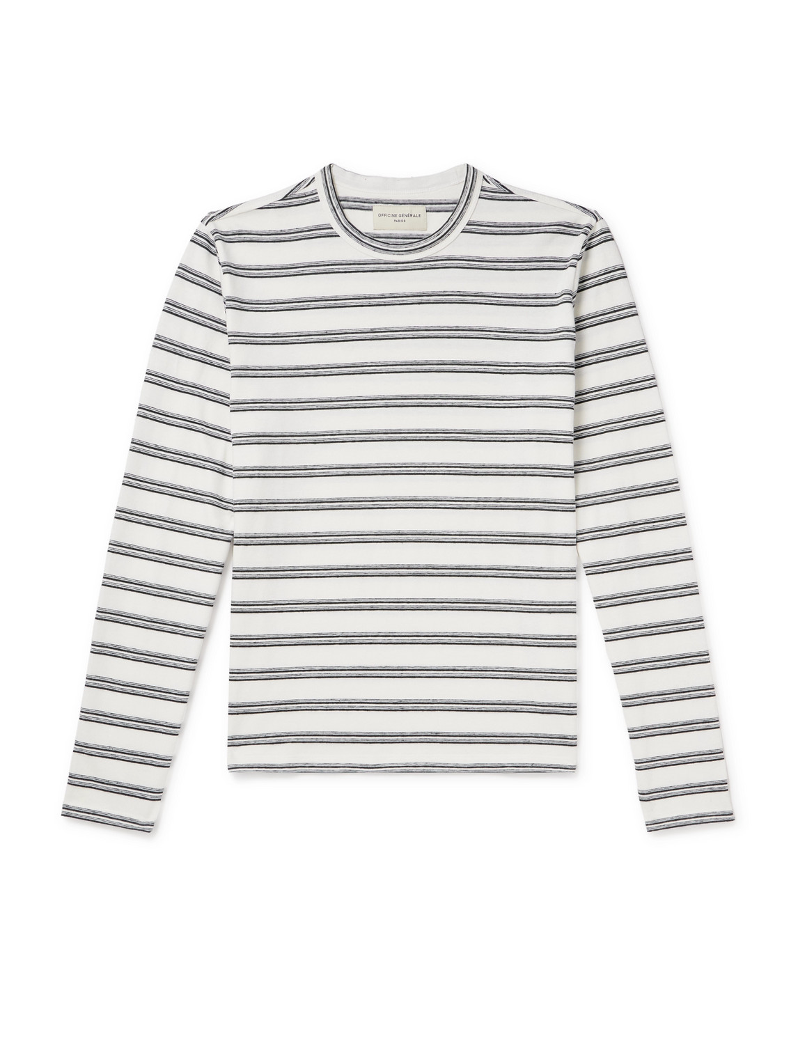 Officine Generale Striped Cotton And Linen-blend T-shirt In Multi