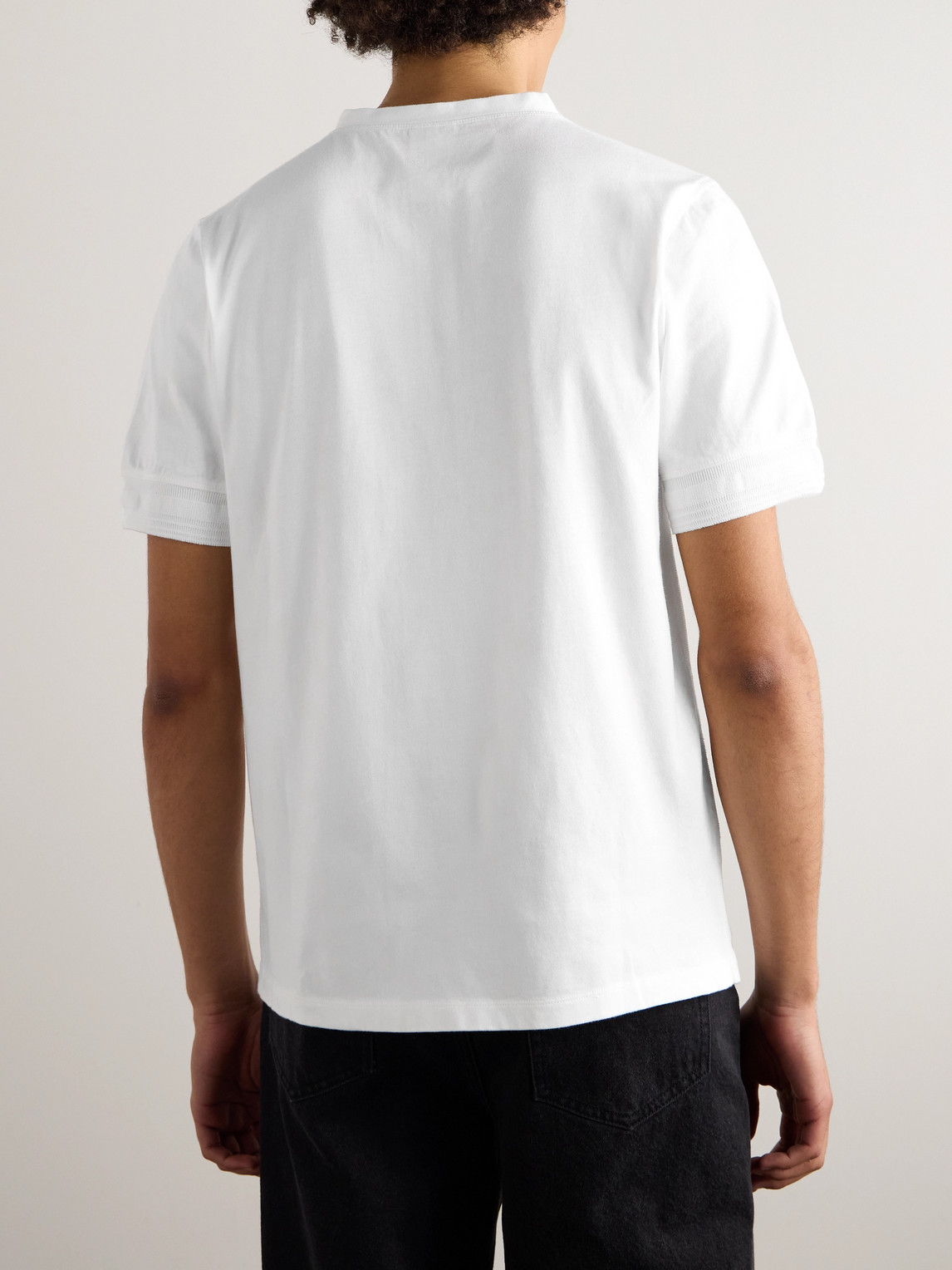 Shop Nudie Jeans Cotton-jersey Henley T-shirt In White