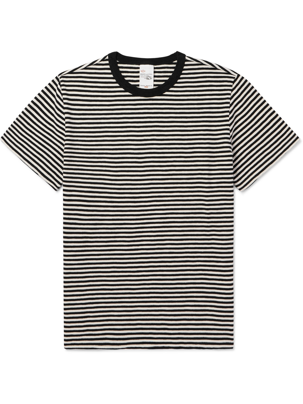 Nudie Jeans Roy Slub Striped Cotton-jersey T-shirt In Black