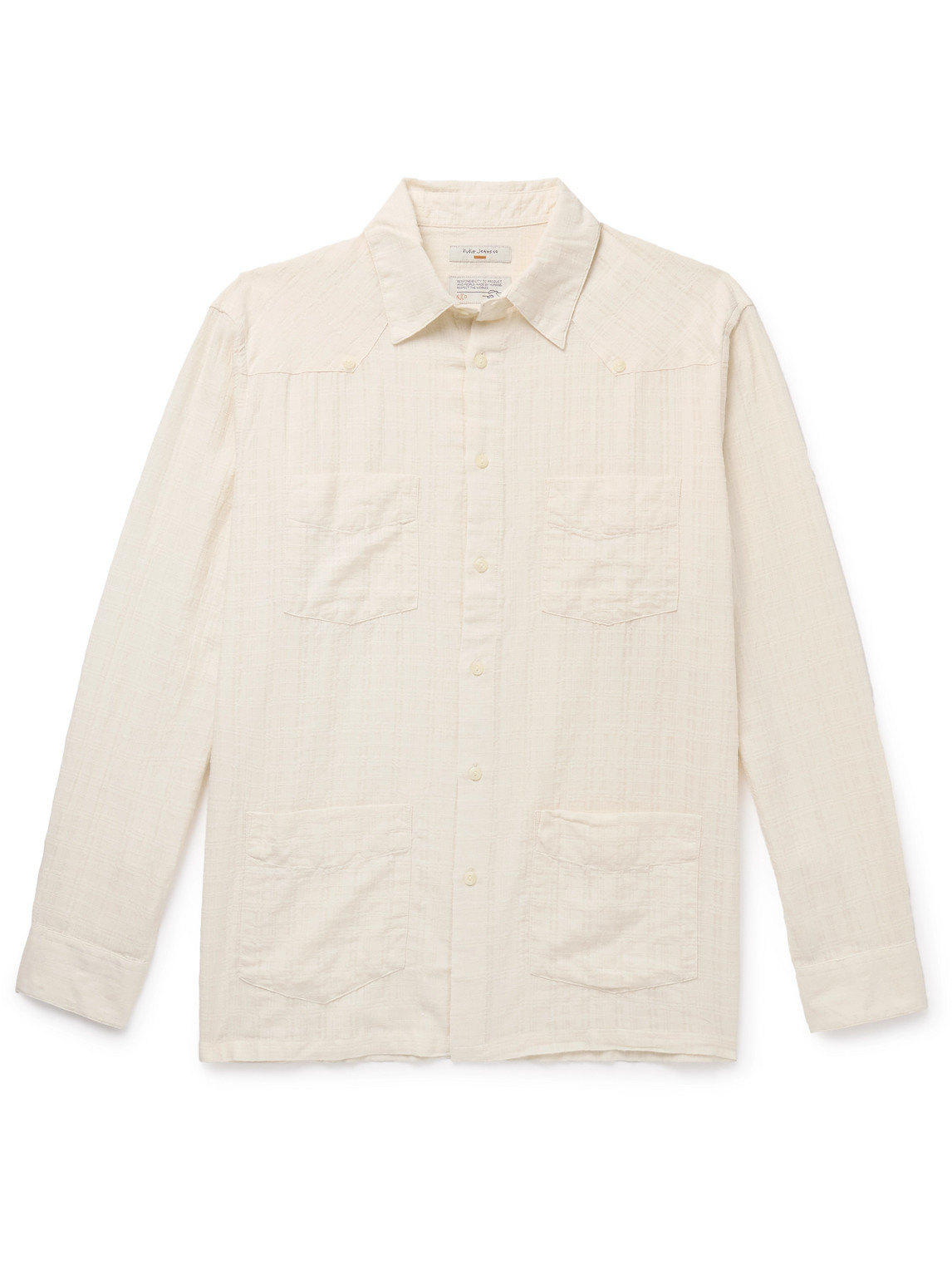 Nudie Jeans Ryan Checked Cotton Shirt In Neutrals