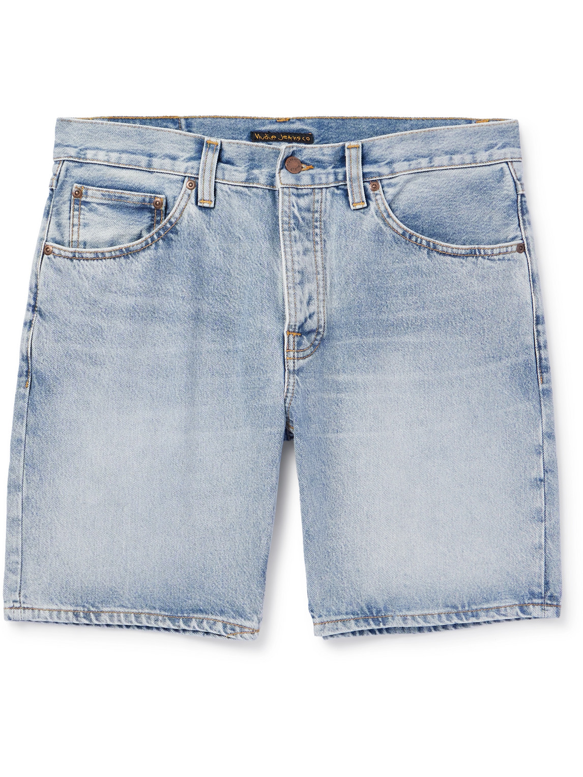 Nudie Jeans Seth Straight-leg Denim Shorts In Blue