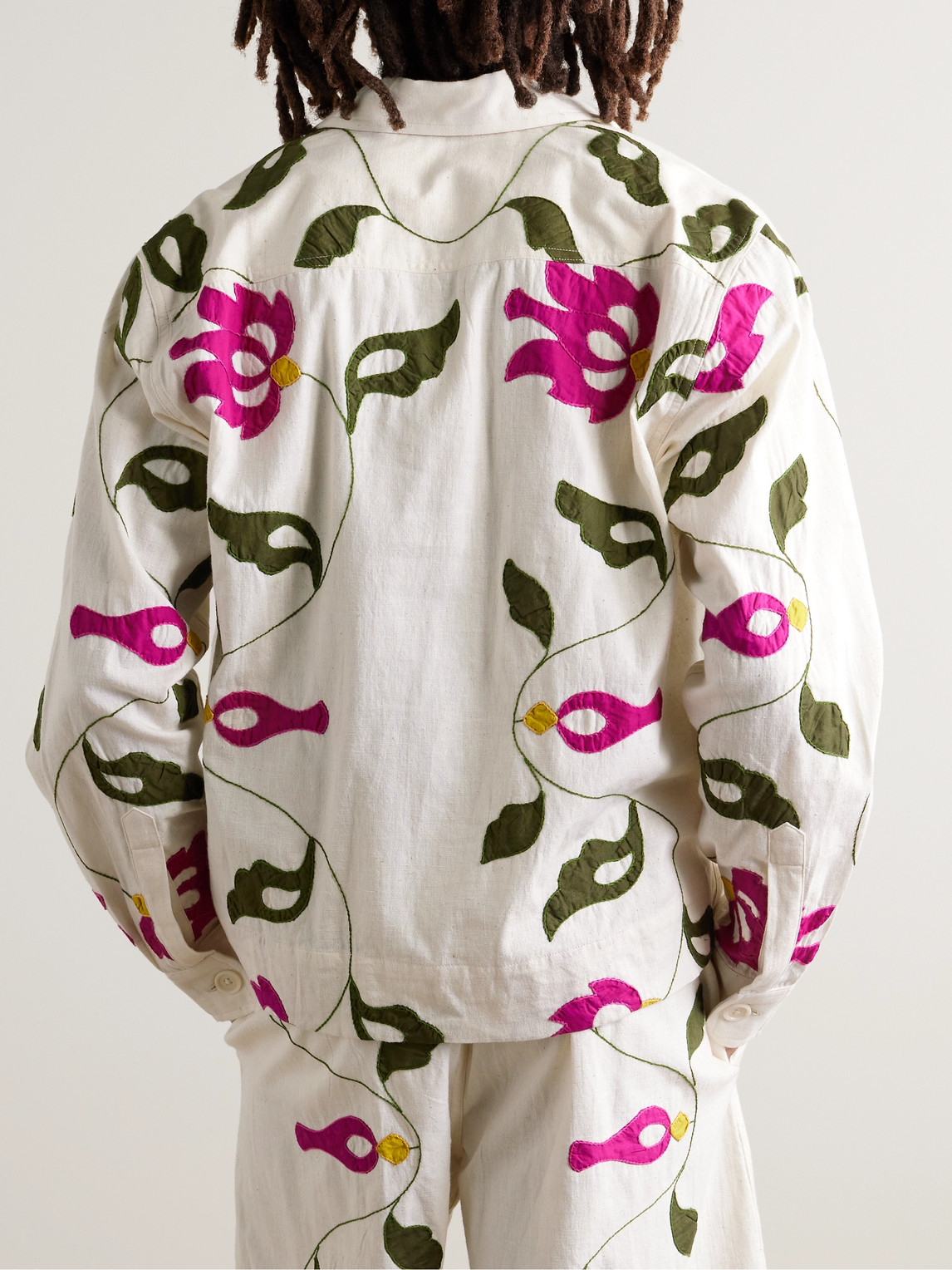 Shop Kardo Embroidered Appliquéd Cotton Chore Jacket In Multi