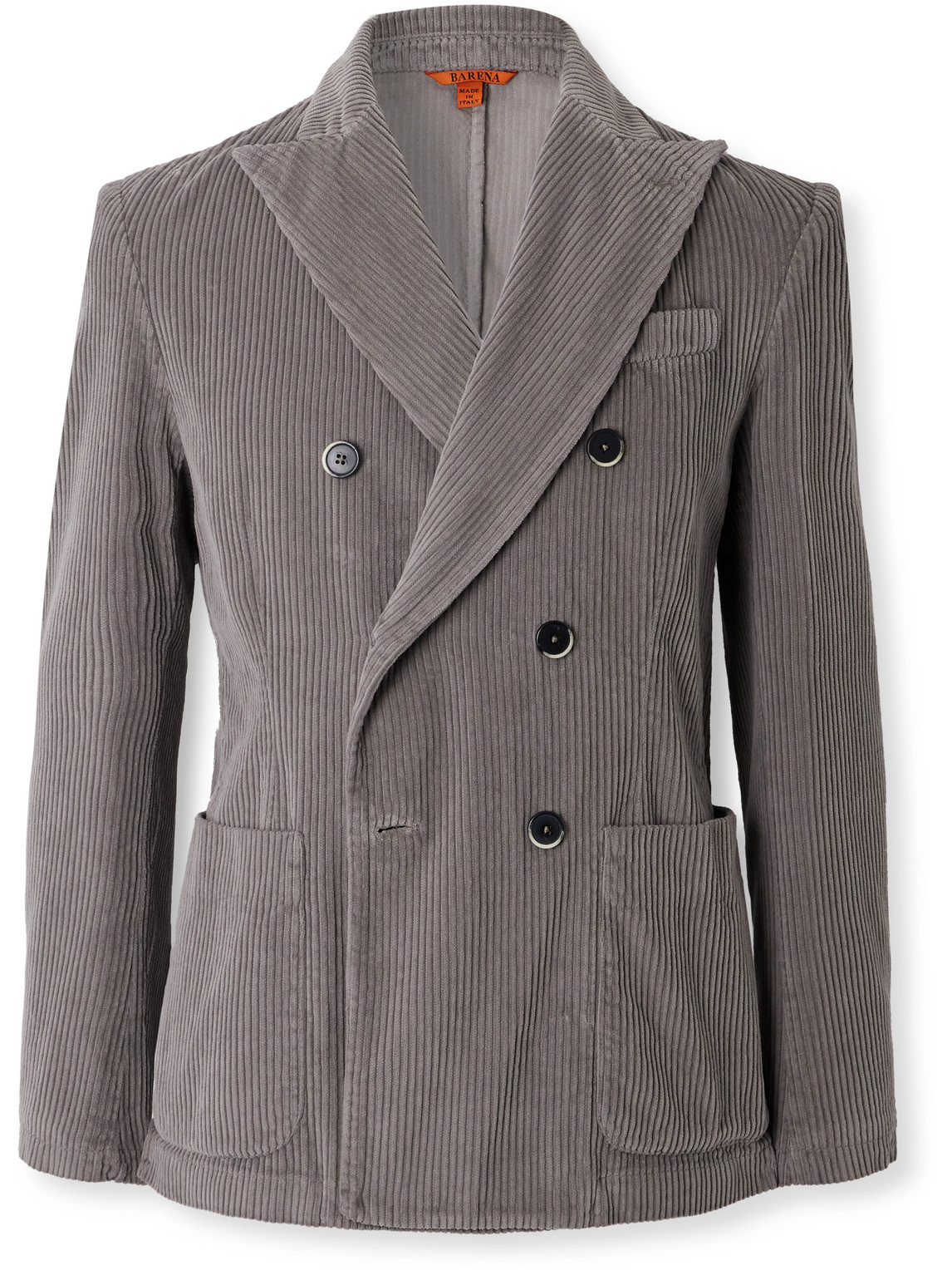 Barena Venezia Doria Double-breasted Cotton-corduroy Suit Jacket In Gray