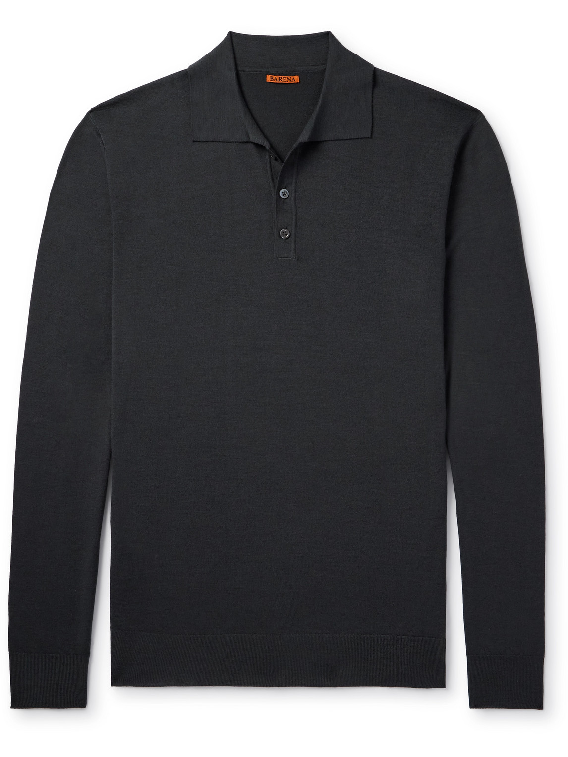 Barena Venezia Pevaron Slim-fit Garment-dyed Merino Wool Polo Shirt In Black