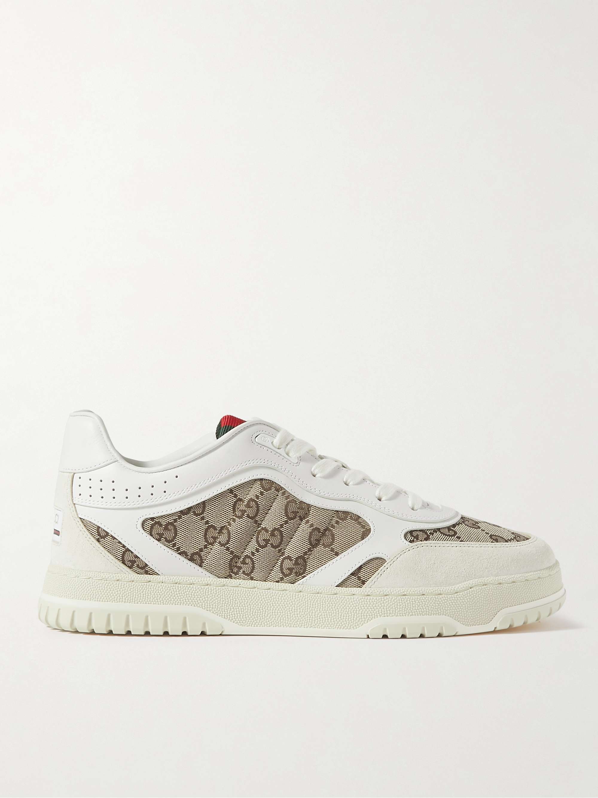 GUCCI Re-Web Suede and Webbing-Trimmed Canvas and Leather Sneakers for Men  | MR PORTER