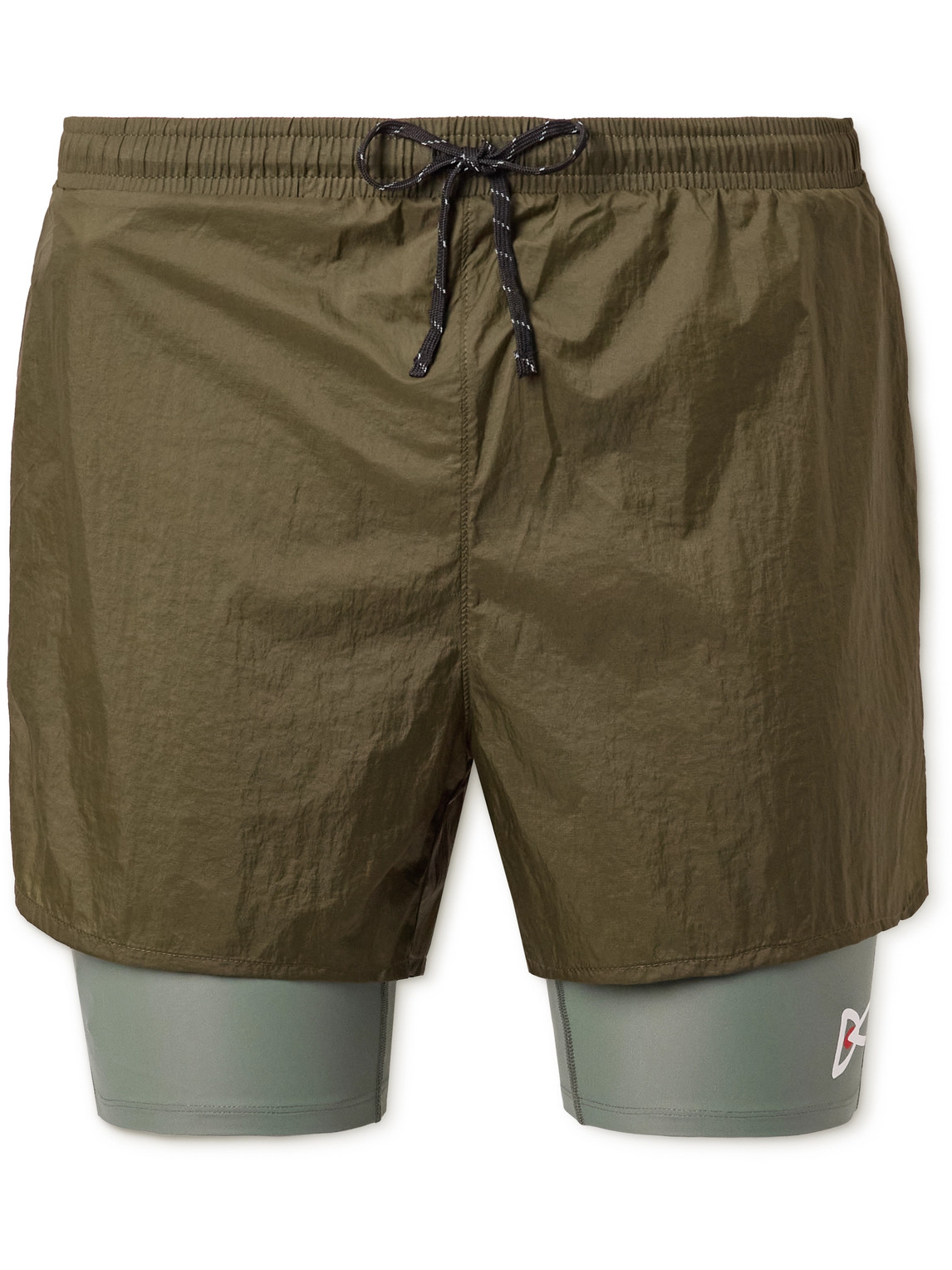 Straight-Leg Layered Logo-Print Nylon-Ripstop Drawstring Shorts