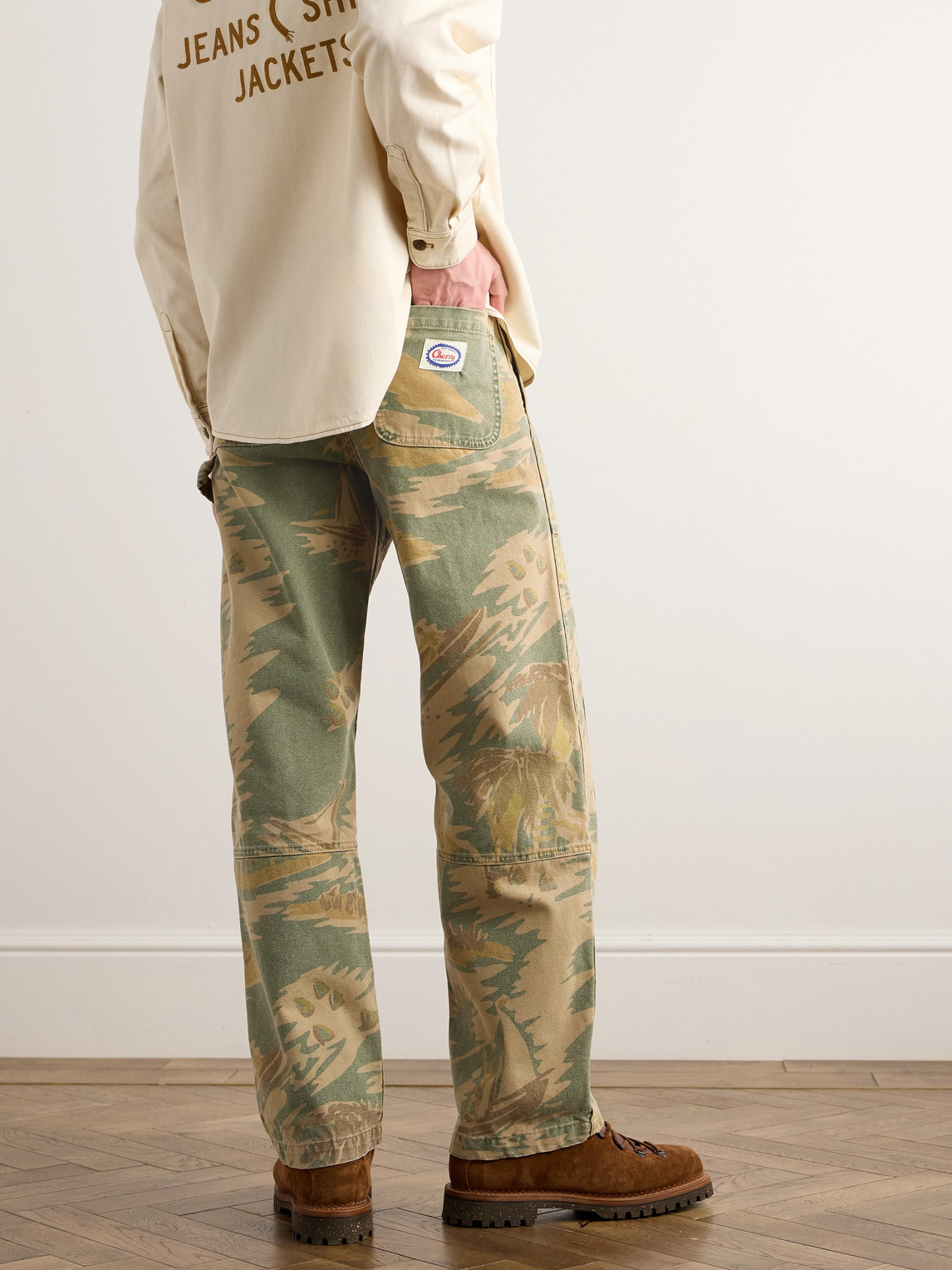 Shop Cherry Los Angeles Straight-leg Camouflage-print Cotton-canvas Trousers In Green