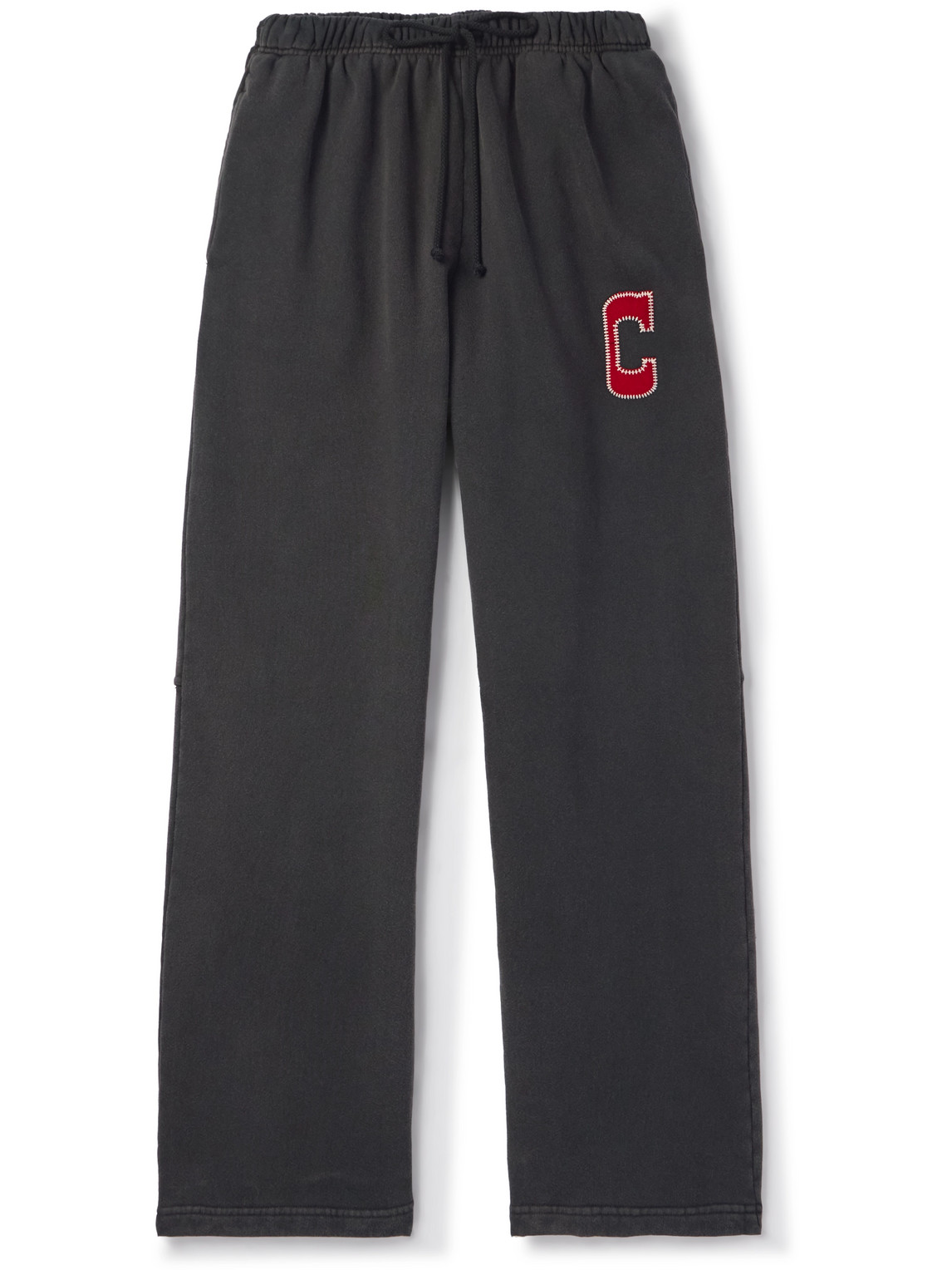 Cherry Los Angeles Championship Parachute Straight-leg Logo-appliquéd Cotton-jersey Sweatpants In Gray