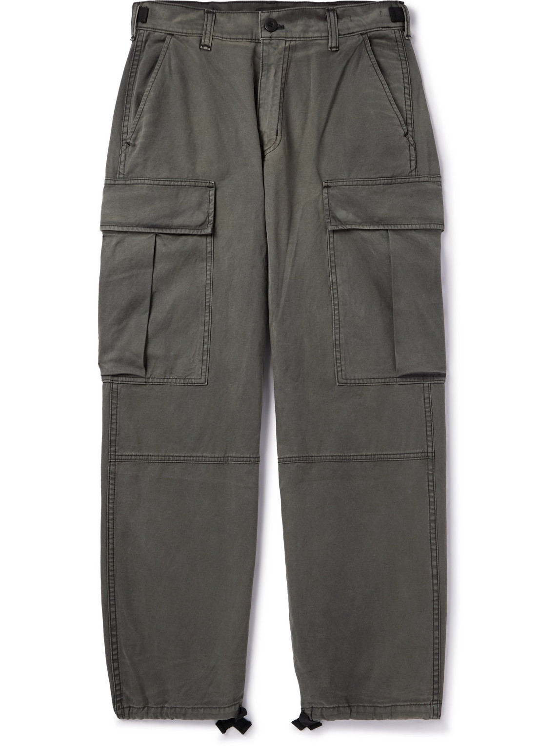 Cherry Los Angeles Straight-leg Cotton-twill Cargo Trousers In Gray