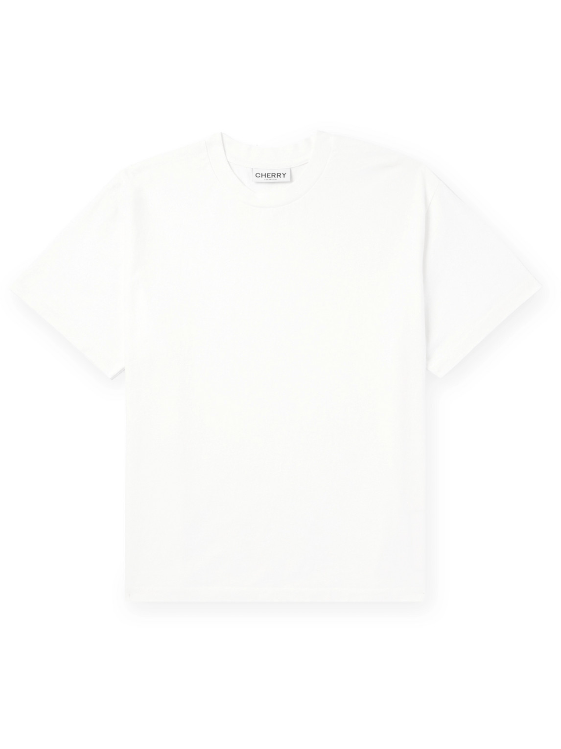 Cherry Los Angeles Garment-dyed Embroidered Cotton-jersey T-shirt In White