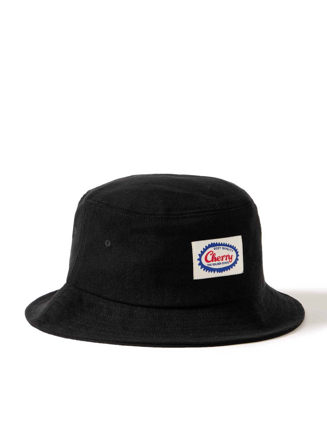 Cherry Los Angeles Logo-appliquéd Cotton-twill Bucket Hat In Black