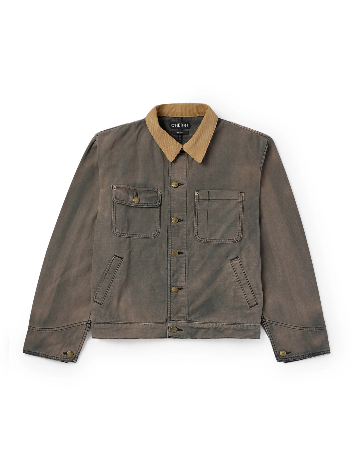 Cherry Los Angeles Mechanic Corduroy-trimmed Cotton-canvas Jacket In Gray