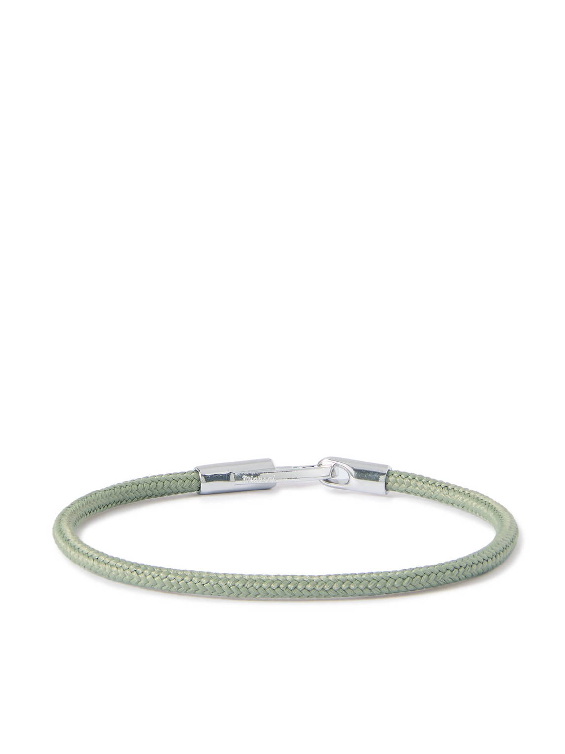Miansai Snap Rope And Rhodium-plated Silver Bracelet In Green