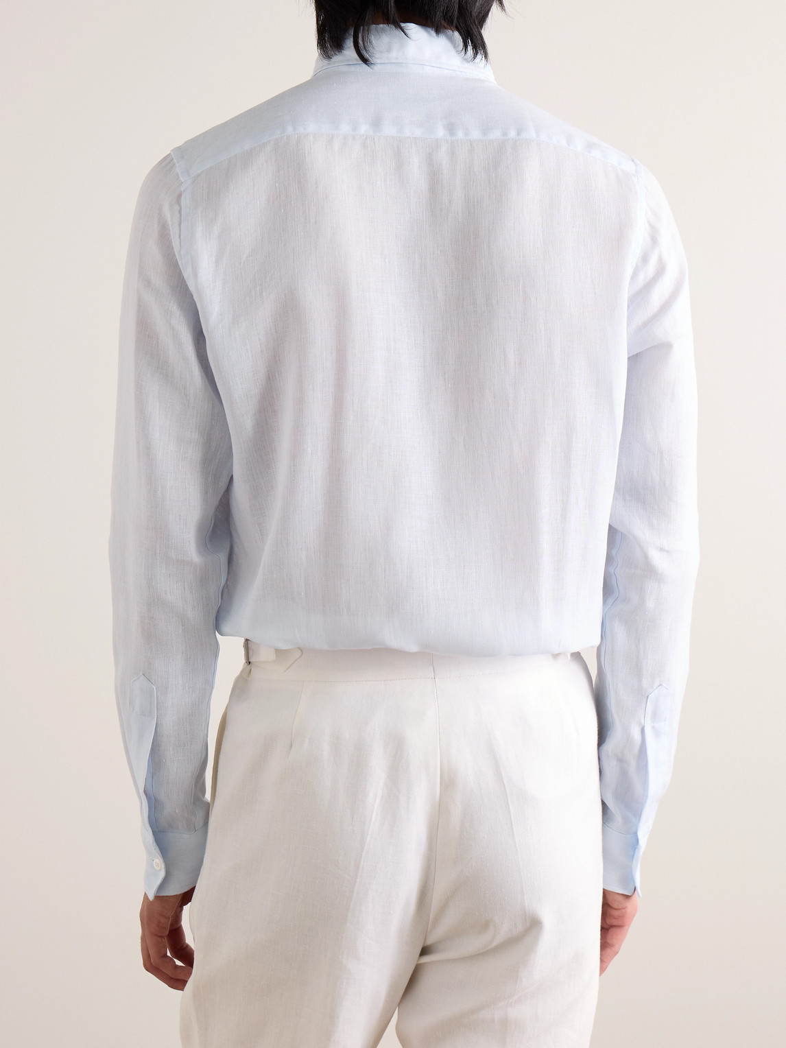 Shop Richard James Button-down Collar Linen Shirt In White