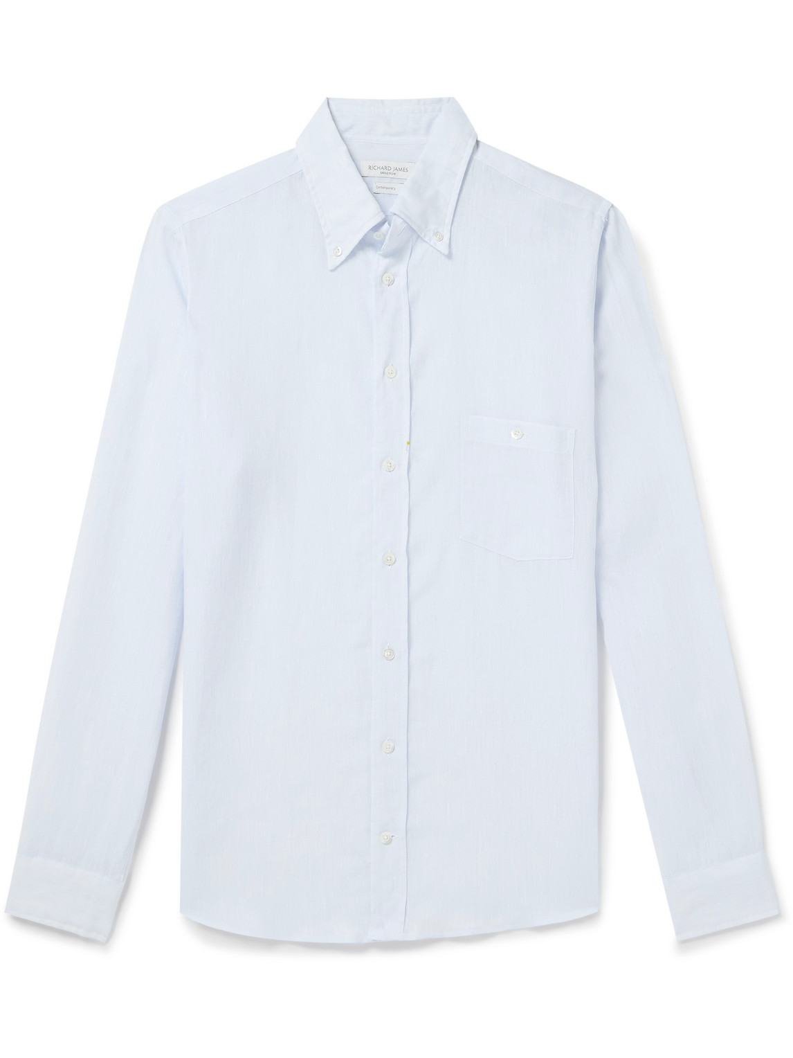 Richard James Button-down Collar Linen Shirt In White
