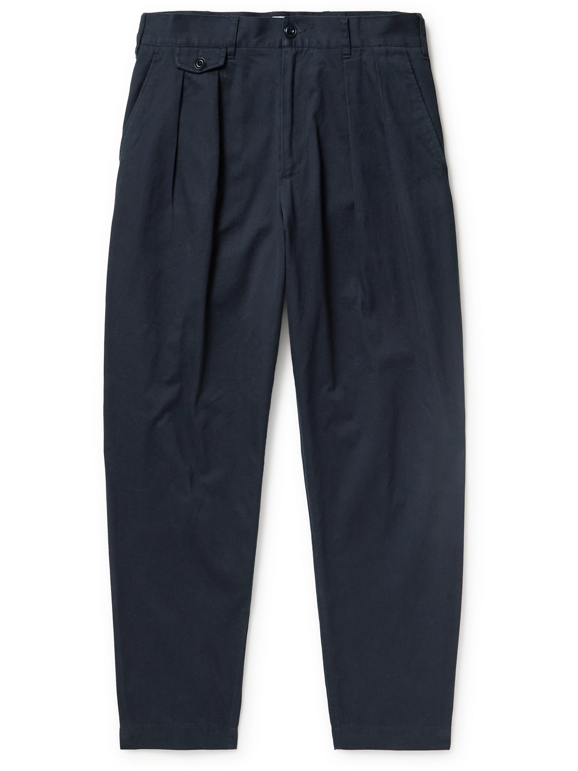 Richard James Straight-leg Pleated Cotton-twill Trousers In Blue