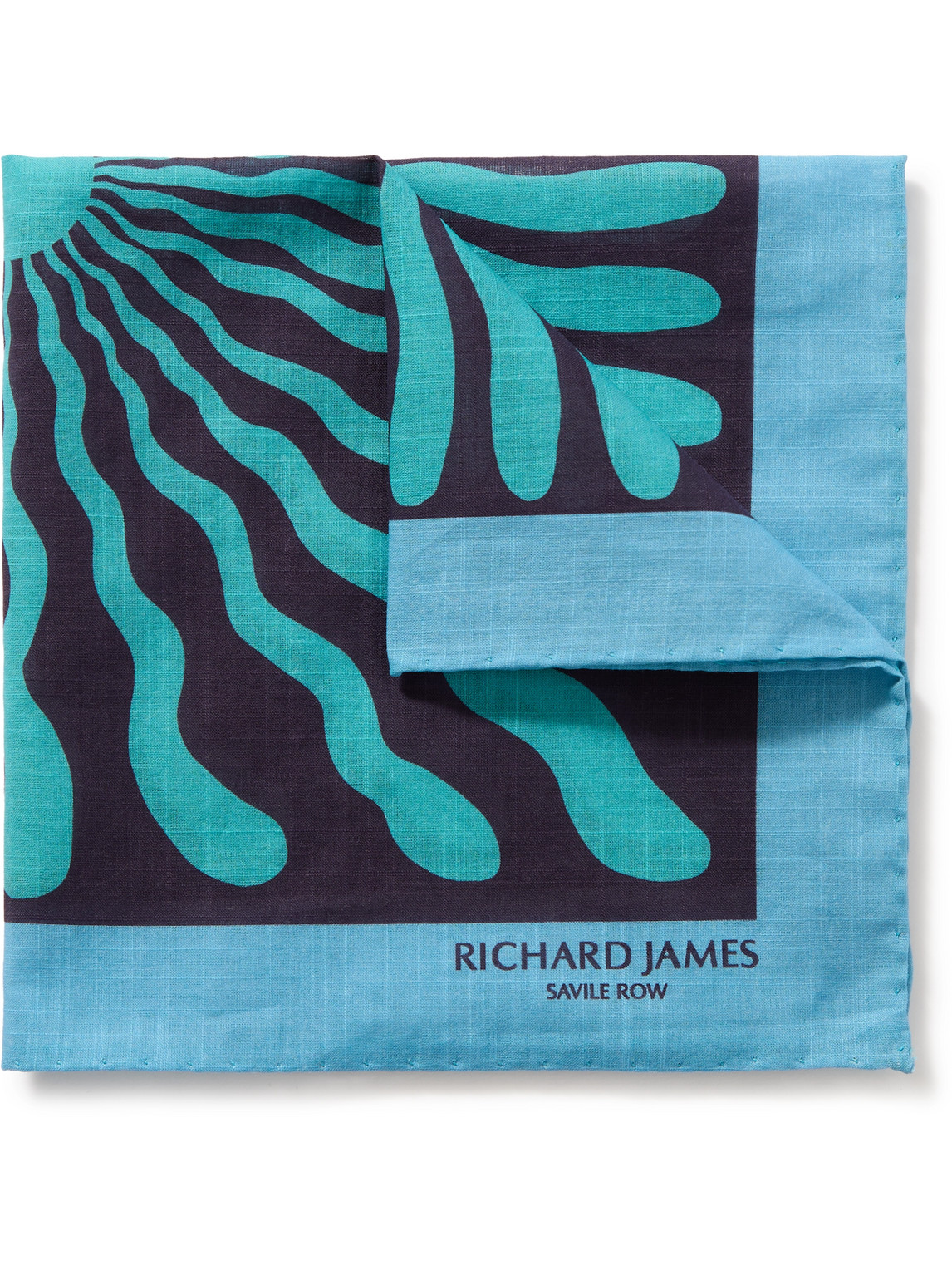 Richard James Printed Cotton Pocket Square In Blue