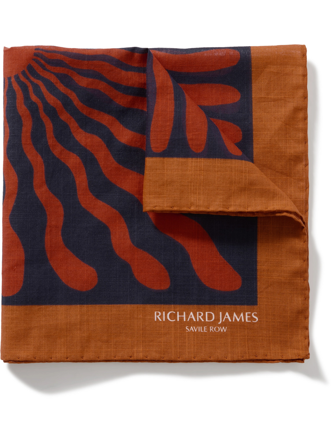 Richard James Printed Cotton Pocket Square In Brown